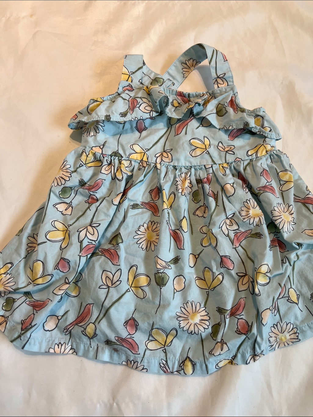“Bundle 10/$13” Carter's 9m Light Blue Floral Baby Girl Dress Ruffle Details